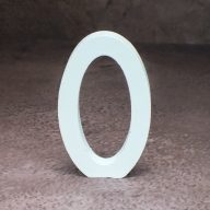 Fa asztalszámok fehér 0-ás 1db – esküvői dekorációhoz