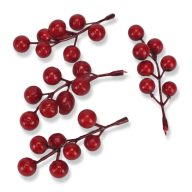 Piros bogyópick hosszúkás 4db/csomag – virágdekorációhoz, koszorúhoz