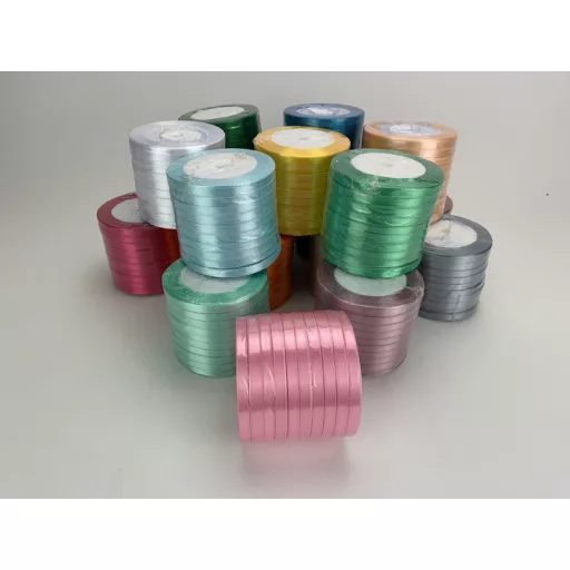 Jégkék szatén szalag 6mm 10 tekercs - OKOSÁR!
