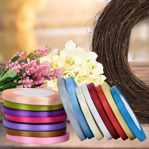 Szatén szalag 6mm x 22méter 15db - OKOSÁR! – kreatív dekorációhoz