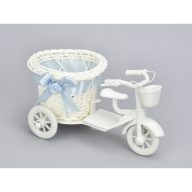 Műanyag tricikli kerek kosárral kicsi - kék – kosárfonáshoz, dekorációhoz