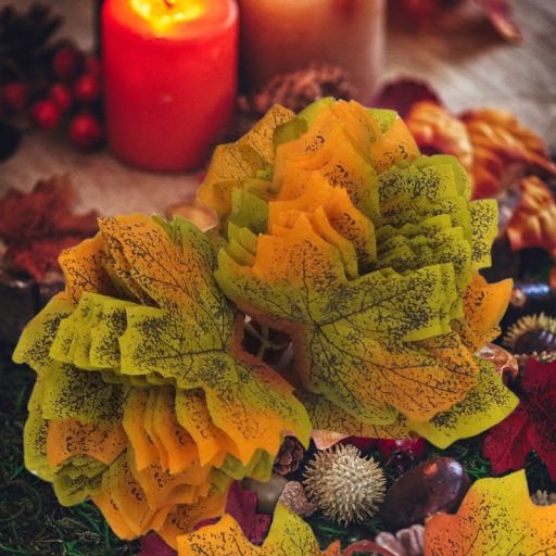 Őszi falevelek vegyes színek 6x48db/csomag - OKOSÁR! – virágdekorációhoz, koszorúhoz