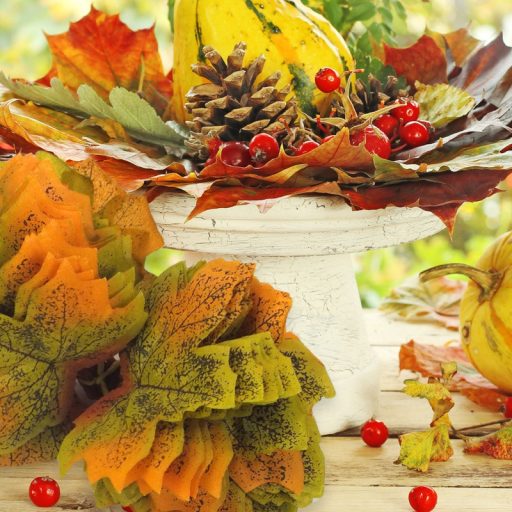 Őszi falevelek vegyes színek 6x48db/csomag - OKOSÁR! – virágdekorációhoz, koszorúhoz