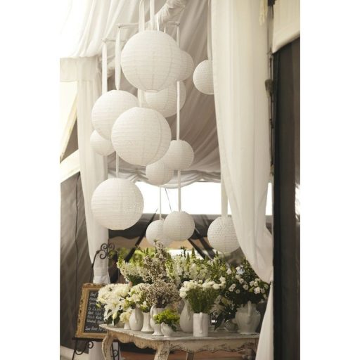 Papír lampion fehér 25cm – nyári dekorációhoz – Szezonok, alkalmak