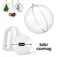 Ajándéktartó szétválasztható gömb műanyag 10cm 5db/csomag – koszorúhoz, virágdekorációhoz