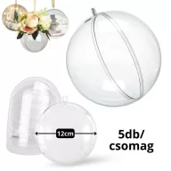 Ajándéktartó szétválasztható gömb műanyag 12cm 5db/csomag – kreatív hobby projektekhez