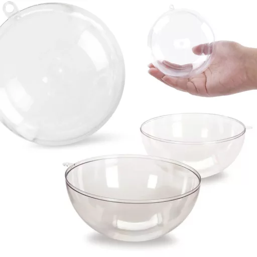 Ajándéktartó szétválasztható gömb műanyag 12cm 5db/csomag – kreatív hobby projektekhez