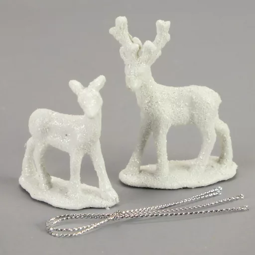Mini szarvas pár fehér – koszorúhoz, asztaldíszhez