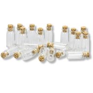 Üvegcse parafadugóval 3,2x1,3cm 20db/csomag – esküvői dekorációhoz