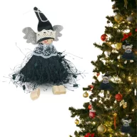 Zöld rojtos ruhás tündér – karácsonyi dekorációhoz