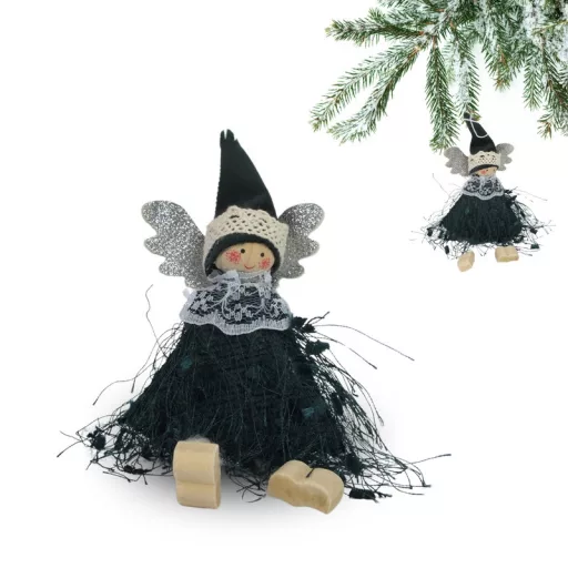 Zöld rojtos ruhás tündér – karácsonyi dekorációhoz