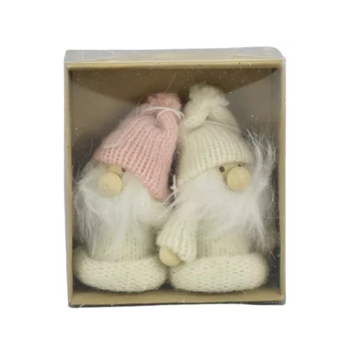 Fehér mini-manó pár 2db/doboz – karácsonyi dekorációhoz