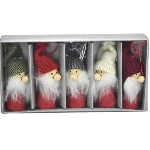 Kötött sapkás manók 5db/doboz – karácsonyi dekorációhoz