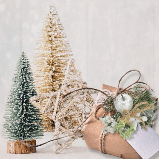 Téli pick - Köteles csilllámos ág almával – virágdekorációhoz, koszorúhoz