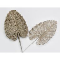 Pezsgő csillámos philo levél 10db/csomag – koszorúhoz, természetes dekorációhoz