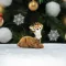 Őzike ülő barna prémium 6cm – karácsonyi dekorációhoz