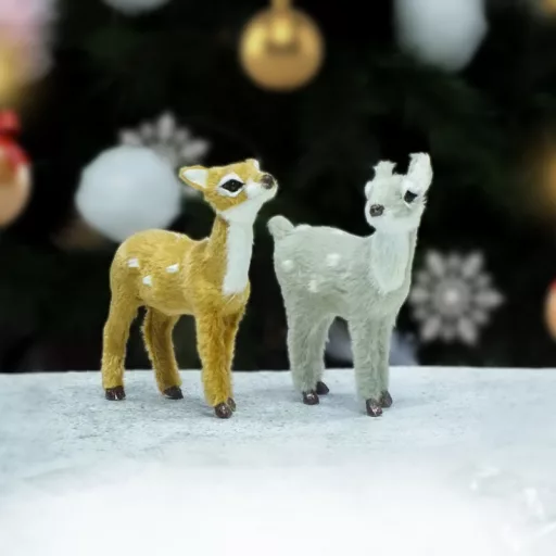 Őzike aranybarna prémium 10cm – karácsonyi dekorációhoz