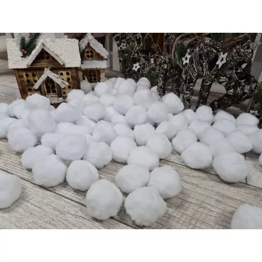 Hógolyó zsenília 6-7cm 10db/csomag – karácsonyfára, dekorációhoz