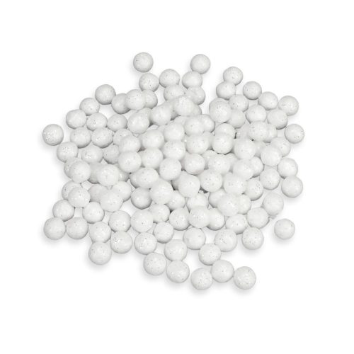 Polisztirol golyó MINI csillámos - FEHÉR