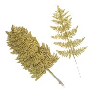 Páfránylevél csillámos arany 10db/csomag – koszorúhoz, természetes dekorációhoz