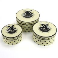 Pöttyös papírdoboz krém 3db/szett – kreatív dekorációhoz