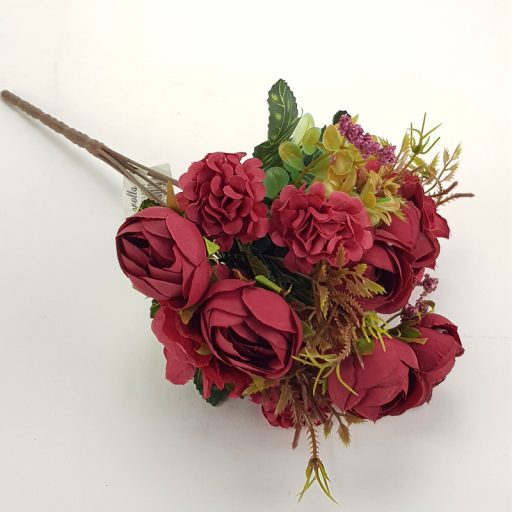 Vegyes csokor bordó – virágdekorációhoz, koszorúhoz