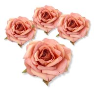 Rózsa fej - cirmos lazac 4db/cs – virágdekorációhoz, koszorúhoz