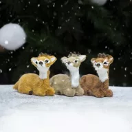 Őzike ülő hamvas prémium 6cm 24/# – karácsonyi dekorációhoz