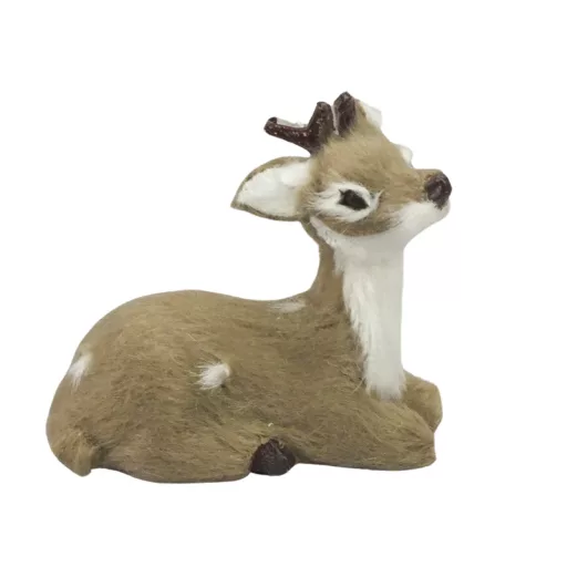 Őzike ülő hamvas prémium 6cm 24/# – karácsonyi dekorációhoz