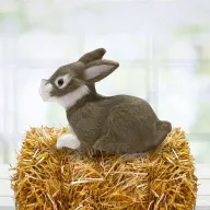 Nyuszi ülő hamvas prémium NAGY – karácsonyi dekorációhoz