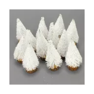 Dekor fenyőfa fehér 10cm 12db/cs – koszorúhoz, asztaldíszhez