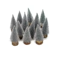 Dekor fenyőfa ezüst 10cm 12db/cs – koszorúhoz, asztaldíszhez