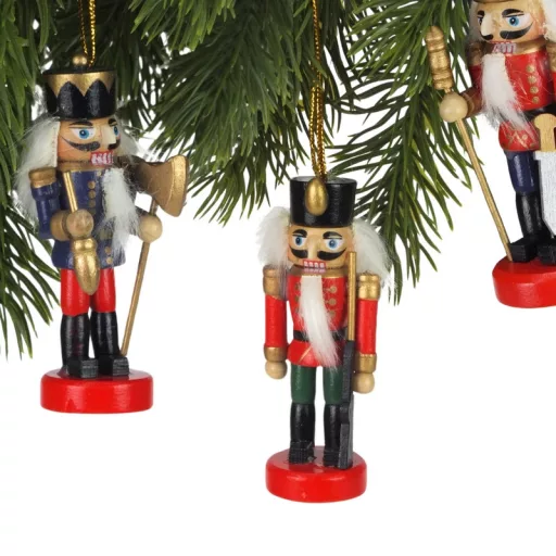 Diótörő 3db-os színes 8cm, kerek piros talpas, koronás figurák, díszdobozban – karácsonyfára és karácsonyi dekorációhoz