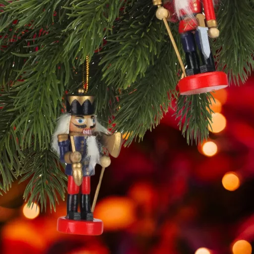 Diótörő 3db-os színes 8cm, kerek piros talpas, koronás figurák, díszdobozban – karácsonyfára és karácsonyi dekorációhoz