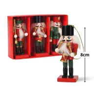   Diótörő 3db-os színes 8cm, szögletes piros talpas, kucsmás figurák, díszdobozban – karácsonyfára és karácsonyi dekorációhoz