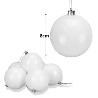 Fehér műanyag díszíthető gömb 8cm 6db/dob – karácsonyfára, dekorációhoz