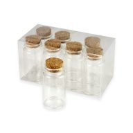 Üvegcse parafadugóval 3,7*7cm 8db/dob – esküvői dekorációhoz