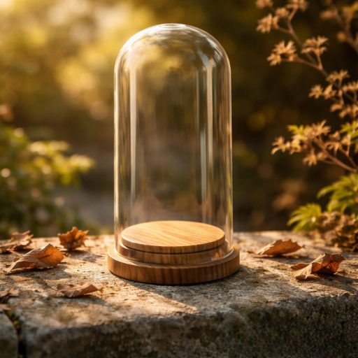 Üvegbúra fa talppal 6,5*15cm – esküvői dekorációhoz