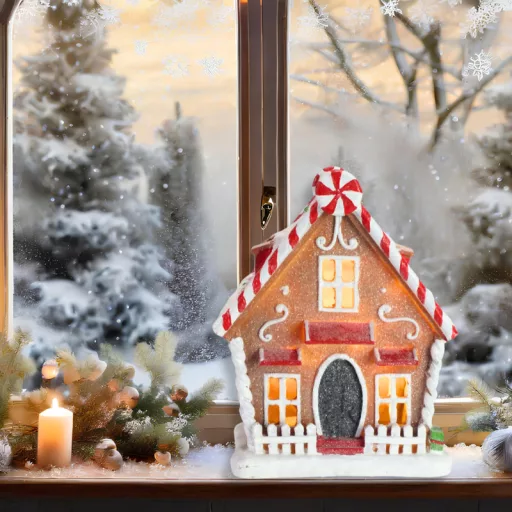  Mézeskalács házikó cukorkás világítós-zenélős   – karácsonyi dekorációhoz