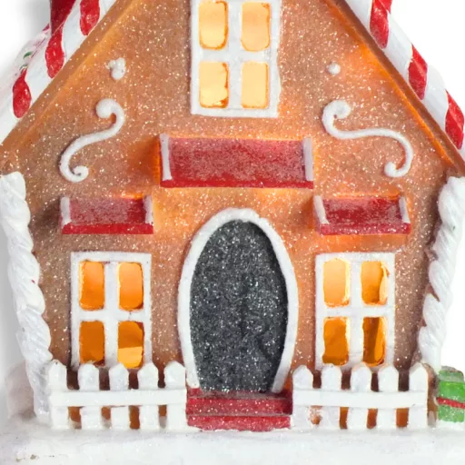  Mézeskalács házikó cukorkás világítós-zenélős   – karácsonyi dekorációhoz