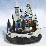 Karácsonyi vasútállomás világítós-zenélős – karácsonyi dekorációhoz