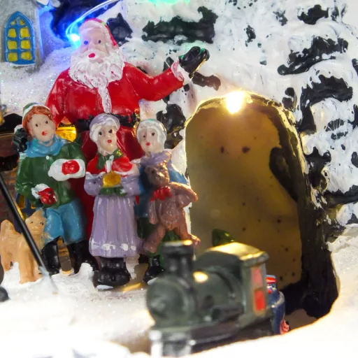 Karácsonyi vasútállomás világítós-zenélős – karácsonyi dekorációhoz