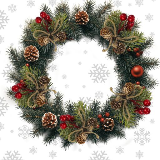 Téli pick- tobozos fenyős bogyós ág – virágdekorációhoz, koszorúhoz