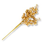 Arany bogyós ág – virágdekorációhoz, koszorúhoz – Selyemvirágfej, csokor, zöldek