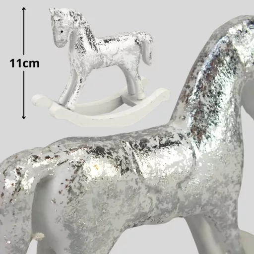 Hintaló kicsi - fehér-ezüst – karácsonyi dekorációhoz