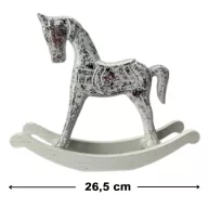 Hintaló nagy - fehér-ezüst – karácsonyi dekorációhoz