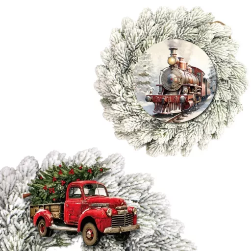 Zúzmarás koszorú fenyő 30cm – ajtódíszhez, koszorúalapnak