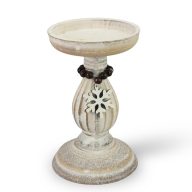 Vintage fehér gyertyatartó fából 10,5x16,5cm – esküvői dekorációhoz