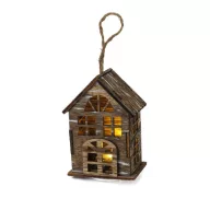 Házikó fából ledvilágítással vintagebarna – karácsonyi dekorációhoz
