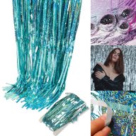 Csillámos fólia függöny jégkék 1mx2m – koszorúkészítéshez